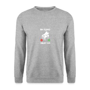 Funny Piano Design Quote I Must Go Piano Calling - Unisex Sweatshirt - salt & pepper - Front - Alina (178cm) & Michal (187cm)