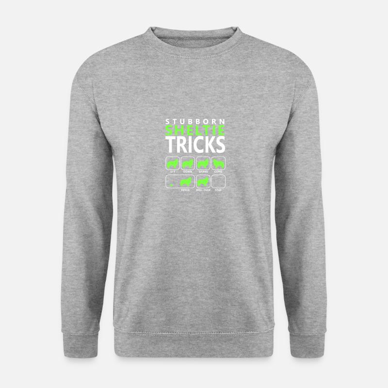 Hartnäckige Sheltie-Tricks - Unisex Pullover - Weißgrau meliert