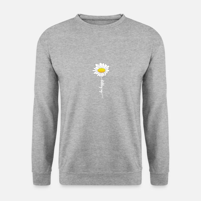 Be happy Blume - Unisex Pullover - Weißgrau meliert