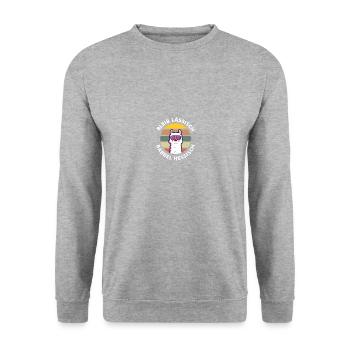Bleib lässisch babbel hessisch - Unisex Pullover - Weißgrau meliert - Vorne - Alina (178cm) & Michal (187cm)