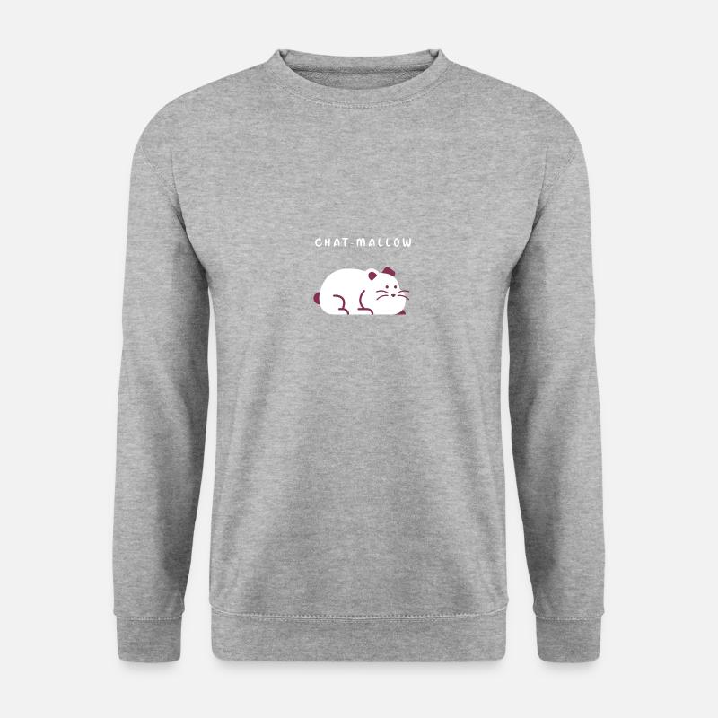 T-Shirt Katzen Chat-Mallow Humor Geschenk - Unisex Pullover - Weißgrau meliert