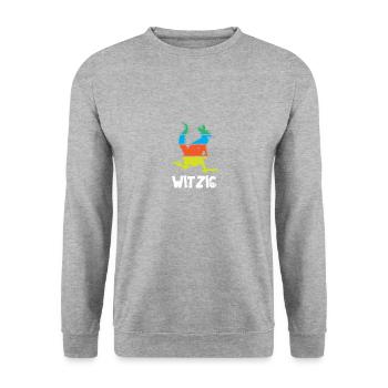 Känguru. Witzig. - Unisex Pullover - Weißgrau meliert - Vorne - Alina (178cm) & Michal (187cm)