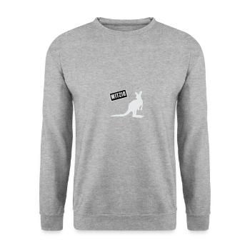 Känguru. Witzig. - Unisex Pullover - Weißgrau meliert - Vorne - Alina (178cm) & Michal (187cm)