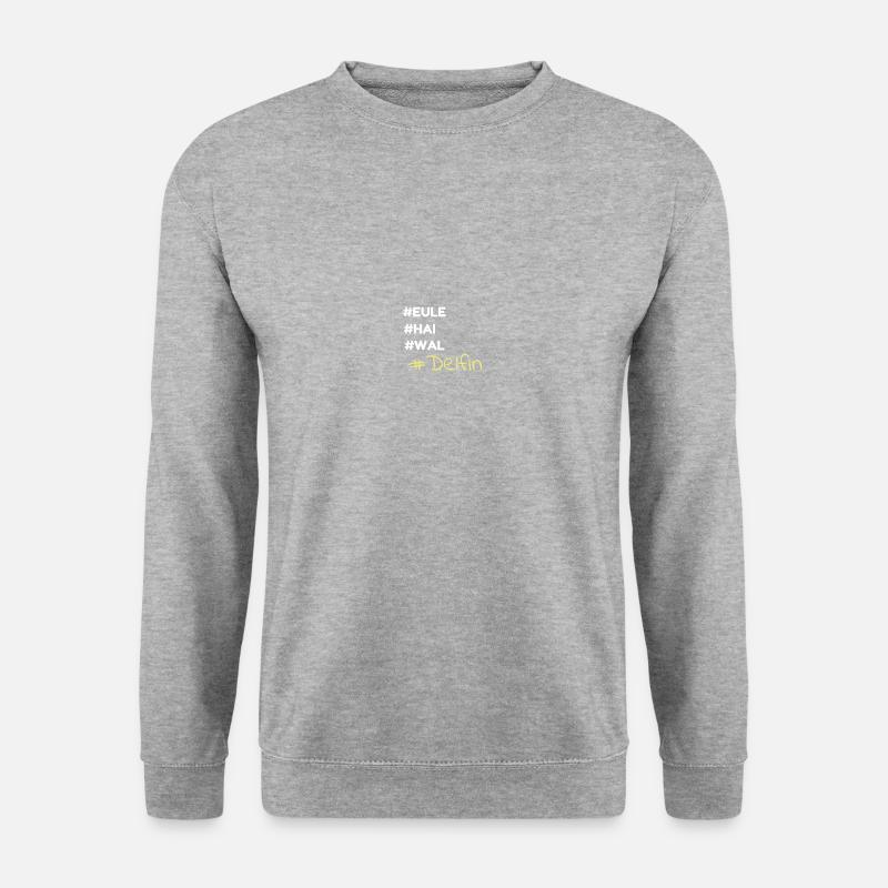Delfin! Eule Hai Wal - Unisex Pullover - Weißgrau meliert