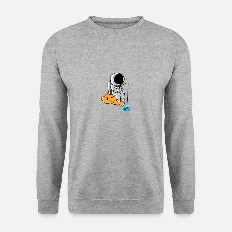 Fishing Astronaut - Astronaut Angler im Weltall - Unisex Pullover - Weißgrau meliert