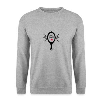 hallo schönling - Unisex Pullover - Weißgrau meliert - Vorne - Alina (178cm) & Michal (187cm)