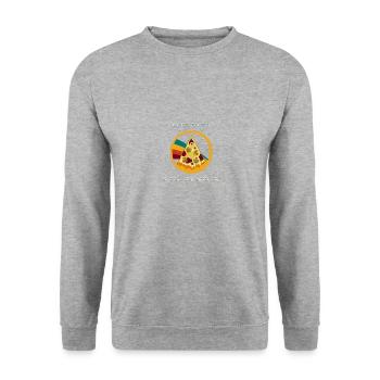 Love Fades Pizza Forever - Cadeau de restauration rapide - Sweat-shirt Unisexe - gris chiné - Devant - Alina (178cm) & Michal (187cm)