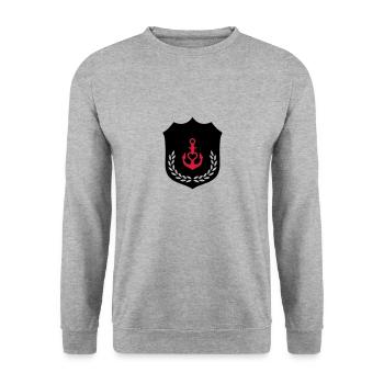 ancre blason coeur 002 - Sweat-shirt Unisexe - gris chiné - Devant - Alina (178cm) & Michal (187cm)