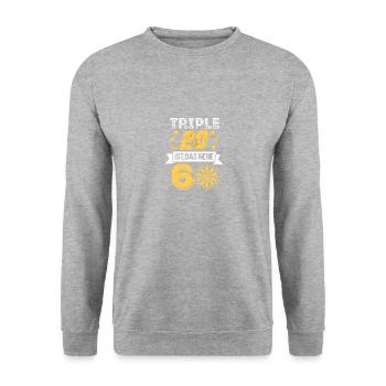 Triple 20 60. Geburtstag Geschenkidee Darts Darter - Unisex Pullover - Weißgrau meliert - Vorne - Alina (178cm) & Michal (187cm)