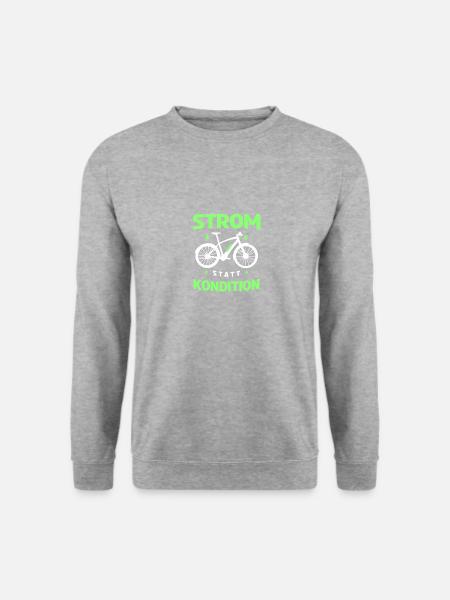 Strom statt Kondition E-Bike Fahrrad - Unisex Pullover - Weißgrau meliert