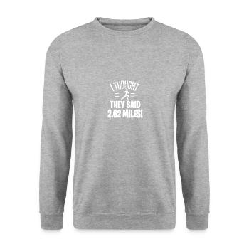 Motif marathon pour coureurs et joggeurs - Sweat-shirt Unisexe - gris chiné - Devant - Alina (178cm) & Michal (187cm)