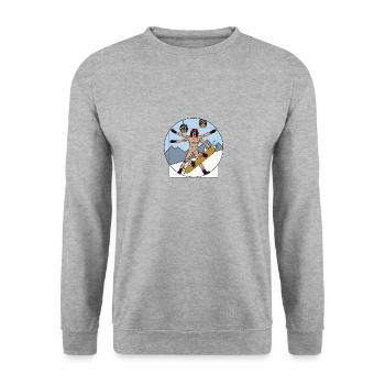 Snowboarding Piste Berge Lustiges Snowboard - Unisex Pullover - Weißgrau meliert - Vorne - Alina (178cm) & Michal (187cm)