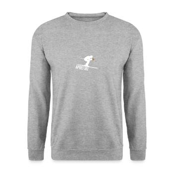 Skier mit Bier aus dem weg Apres Ski - Unisex Pullover - Weißgrau meliert - Vorne - Alina (178cm) & Michal (187cm)