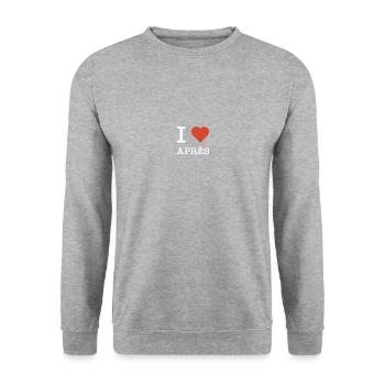 I Love Après Funny Apres Ski party - Unisex Pullover - Weißgrau meliert - Vorne - Alina (178cm) & Michal (187cm)