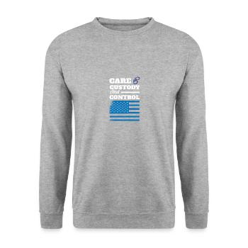 Justizvollzug Motiv für Strafvollzugs-Beamte - Unisex Pullover - Weißgrau meliert - Vorne - Alina (178cm) & Michal (187cm)