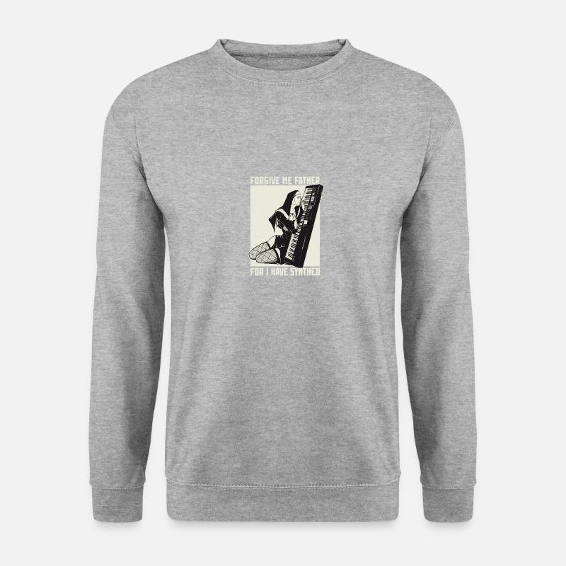 Synth Techno Musik Funny Synthesizer - Unisex Pullover - Weißgrau meliert