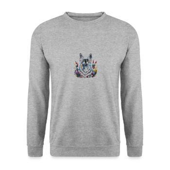 Pâques Printemps Berger allemand - Sweat-shirt Unisexe - gris chiné - Devant - Alina (178cm) & Michal (187cm)