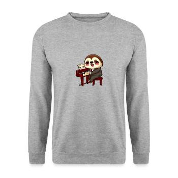 Paresseux musicien - Sweat-shirt Unisexe - gris chiné - Devant - Alina (178cm) & Michal (187cm)