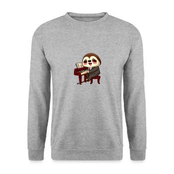 Paresseux au piano - Sweat-shirt Unisexe - gris chiné - Devant - Alina (178cm) & Michal (187cm)