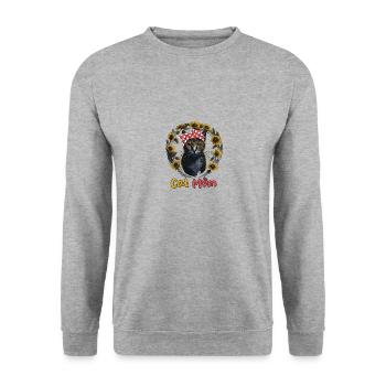 Cat mom cat sunflower cat - Unisex Sweatshirt - salt & pepper - Front - Alina (178cm) & Michal (187cm)