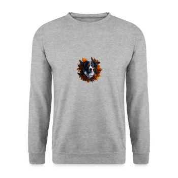 Chien de berger australien dans les feuilles d’automne - Sweat-shirt Unisexe - gris chiné - Devant - Alina (178cm) & Michal (187cm)