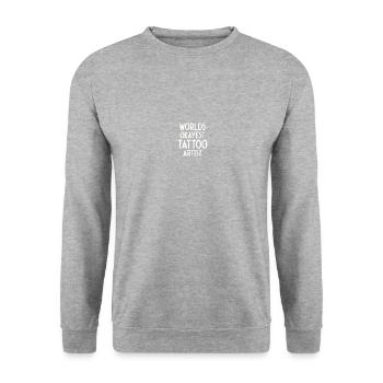 Tatoueur Tatouage Drôle - Sweat-shirt Unisexe - gris chiné - Devant - Alina (178cm) & Michal (187cm)