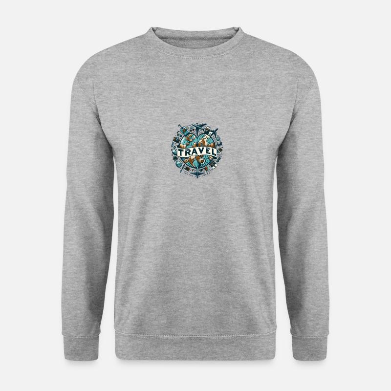 Weltreise-Abenteuer und Entdeckungen - Unisex Pullover - Weißgrau meliert