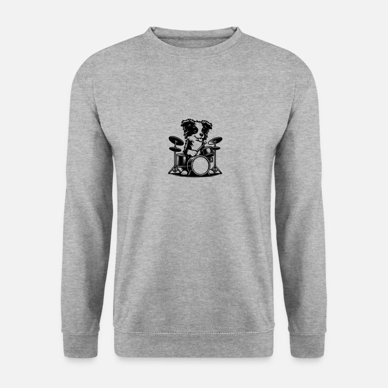 Border Collie Drummer Design - Unisex Sweatshirt - salt & pepper