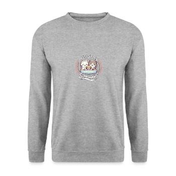 Chemise de nuit officielle Chat Famille Hommes Femmes - Sweat-shirt Unisexe - gris chiné - Devant - Alina (178cm) & Michal (187cm)