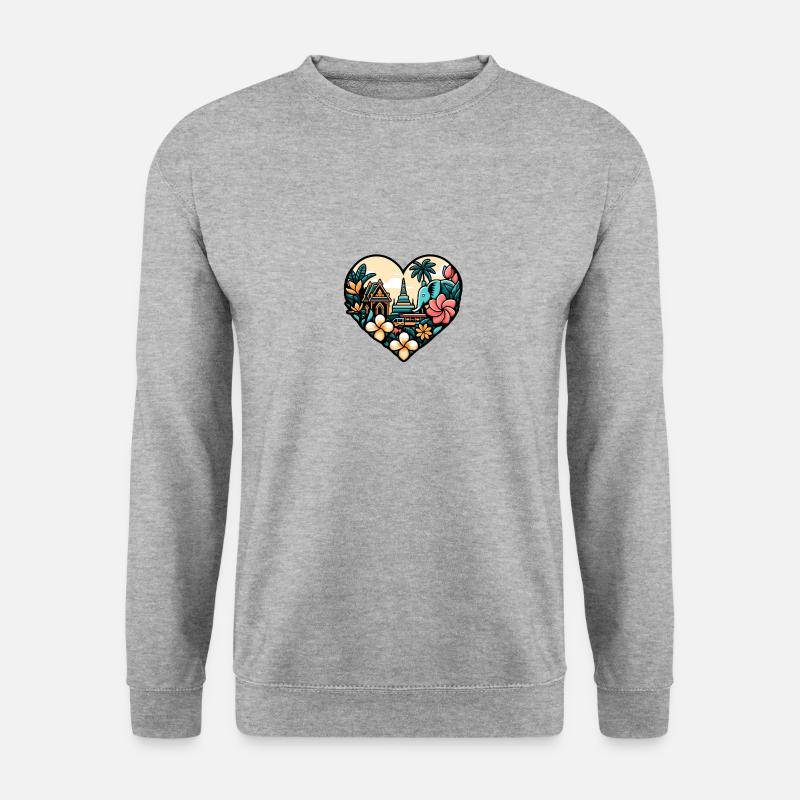 Thai-tempel Elefant Bangkok Pagode - Unisex Pullover - Weißgrau meliert