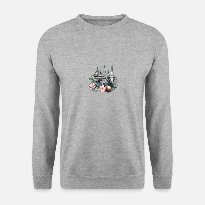 Thai-tempel Elefant Bangkok Pagode - Unisex Pullover - Weißgrau meliert