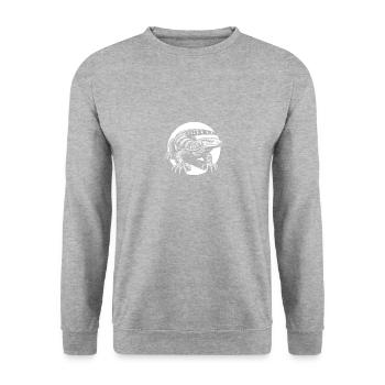 Komodowaran Waraneidechse - Unisex Pullover - Weißgrau meliert - Vorne - Alina (178cm) & Michal (187cm)