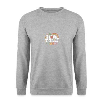 Funny Tattoo Quote Ink Humor Funny Tattoo - Unisex Pullover - Weißgrau meliert - Vorne - Alina (178cm) & Michal (187cm)