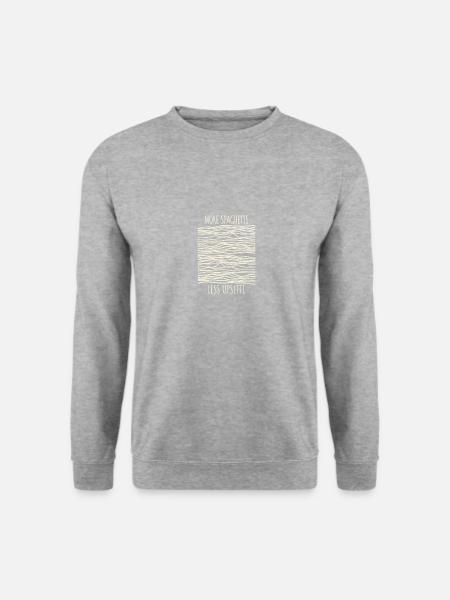 Funny Pasta More Spaghetti Less Upsetti - Unisex Pullover - Weißgrau meliert
