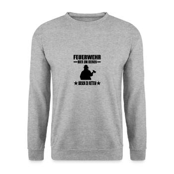 Feuerwehr - Unisex Pullover - Weißgrau meliert - Vorne - Alina (178cm) & Michal (187cm)