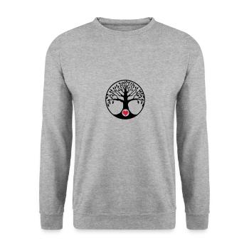 baum des lebens herz - Unisex Pullover - Weißgrau meliert - Vorne - Alina (178cm) & Michal (187cm)