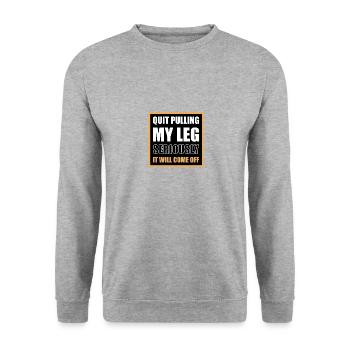 Amputation Amputiert Bein Prothese Geschenk - Unisex Pullover - Weißgrau meliert - Vorne - Alina (178cm) & Michal (187cm)