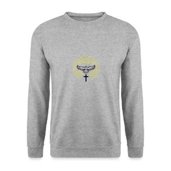 holy spirit dove 02 - Unisex Sweatshirt - salt & pepper - Front - Alina (178cm) & Michal (187cm)