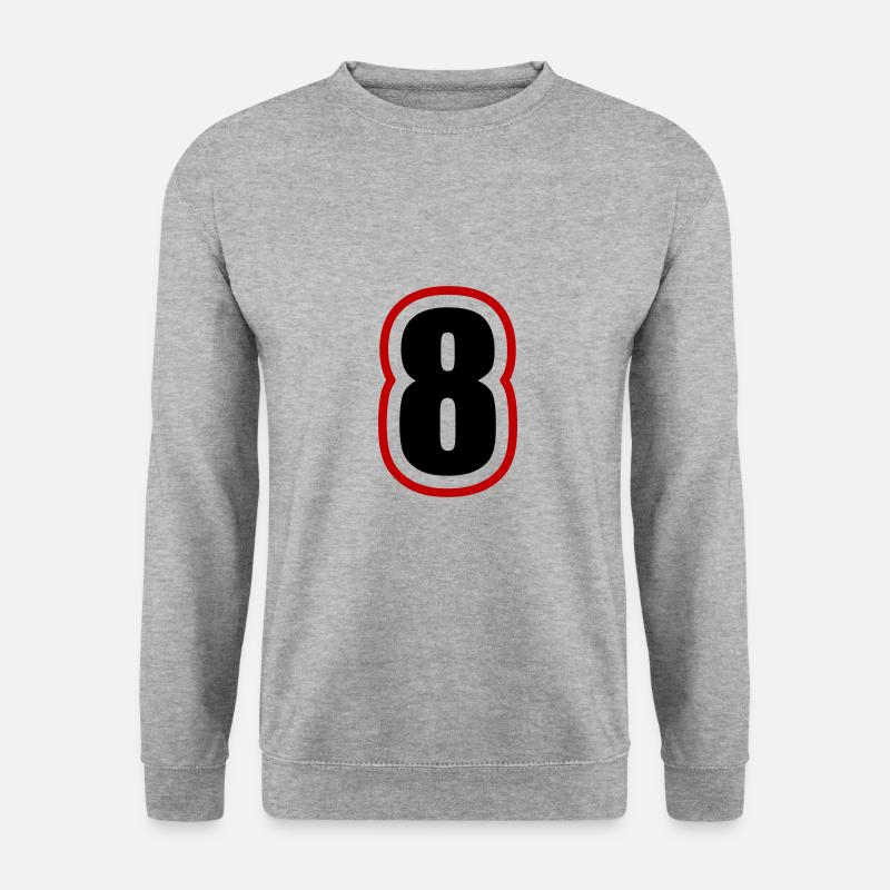 8 Zahl College - Unisex Pullover - Weißgrau meliert
