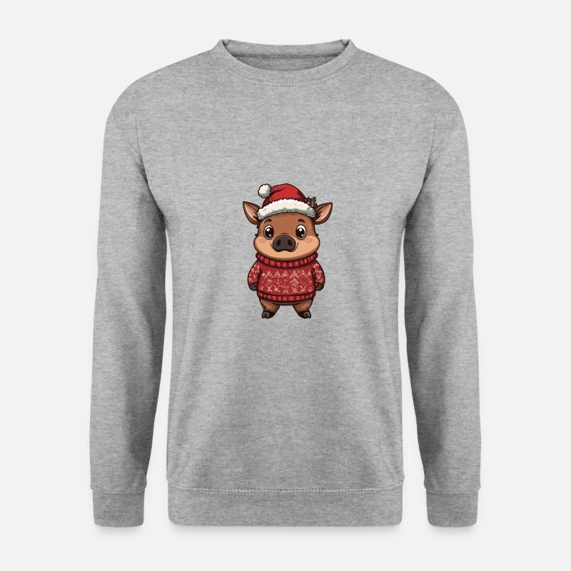 Pig Christmas Comic Boar - Unisex Sweatshirt - salt & pepper