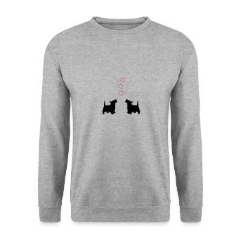 little dogs - Unisex Pullover - Weißgrau meliert - Vorne - Alina (178cm) & Michal (187cm)