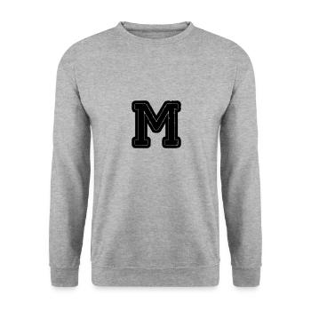 buchstabe M - Unisex Pullover - Weißgrau meliert - Vorne - Alina (178cm) & Michal (187cm)