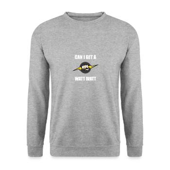 Puis-je obtenir un cadeau d’électricien Watt - Sweat-shirt Unisexe - gris chiné - Devant - Alina (178cm) & Michal (187cm)