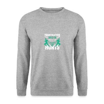 Triathlon Motiv für Triathleten - Unisex Pullover - Weißgrau meliert - Vorne - Alina (178cm) & Michal (187cm)
