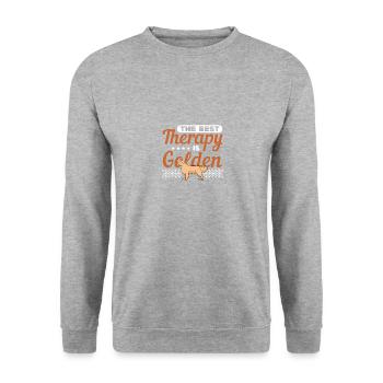 Golden Retriever Geschenke für Retriever Besitzer - Unisex Pullover - Weißgrau meliert - Vorne - Alina (178cm) & Michal (187cm)