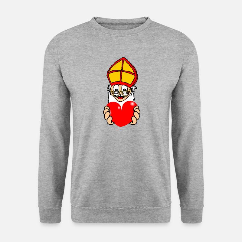 Sinterklaas mit Herz - Unisex Pullover - Weißgrau meliert
