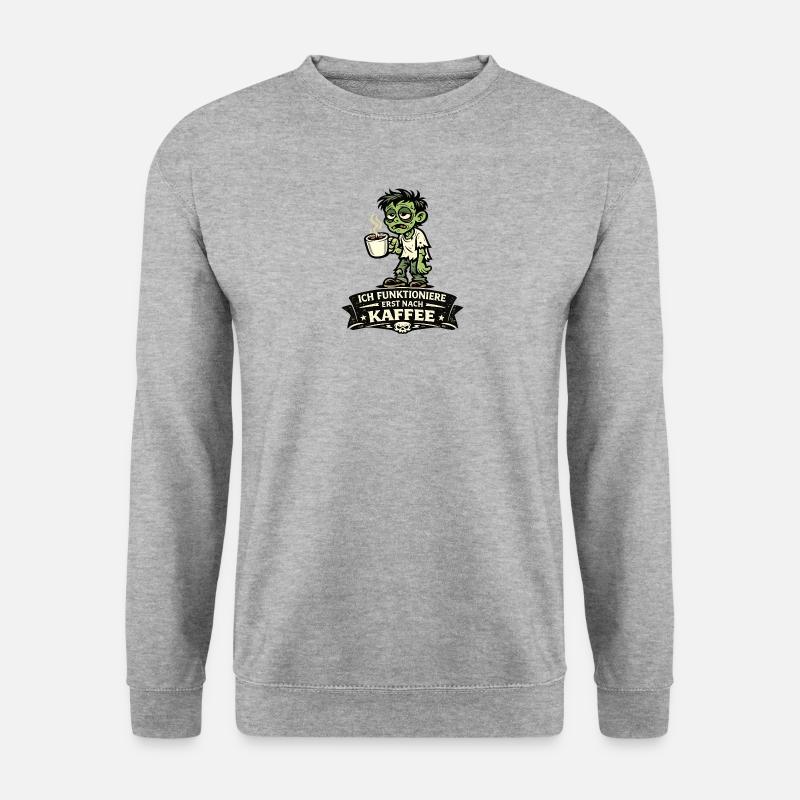 Kaffeezombie Erst Nach Kaffee - Unisex Pullover - Weißgrau meliert