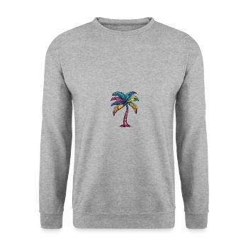 Palmier Multicolore - Sweat-shirt Unisexe - gris chiné - Devant - Alina (178cm) & Michal (187cm)