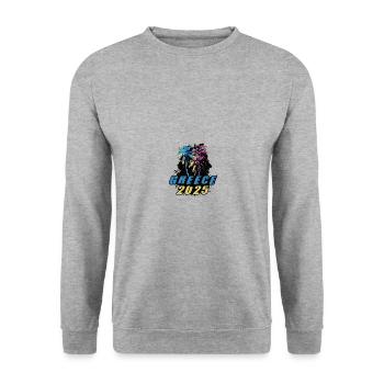 Grèce 2025 Vacances Palmiers Colorés - Sweat-shirt Unisexe - gris chiné - Devant - Alina (178cm) & Michal (187cm)