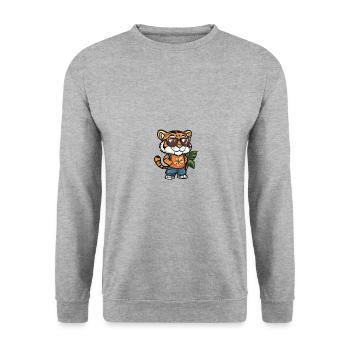 Tiger Comic Vacation - Unisex Sweatshirt - salt & pepper - Front - Alina (178cm) & Michal (187cm)